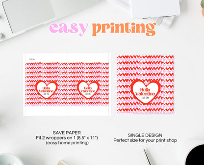 Editable Valentine's Day Chocolate Wrapper, Pink Red Heart Chocolate Wrapper, Classroom Valentine's Treat, Friend Valentine Gift, Printable