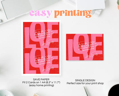 Editable Valentine's Day Love Letter Card, Letter For Him, Letter For Her, Valentine's Day Letter, Printable, Instant Download