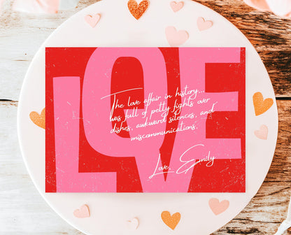 Editable Valentine's Day Love Letter Card, Letter For Him, Letter For Her, Valentine's Day Letter, Printable, Instant Download