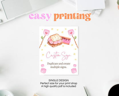 Editable S'more to Love Baby Shower Custom Sign, S'mores Baby Shower Sign, Valentine S'more Fun Baby Shower Custom Sign, Printable, VDC05