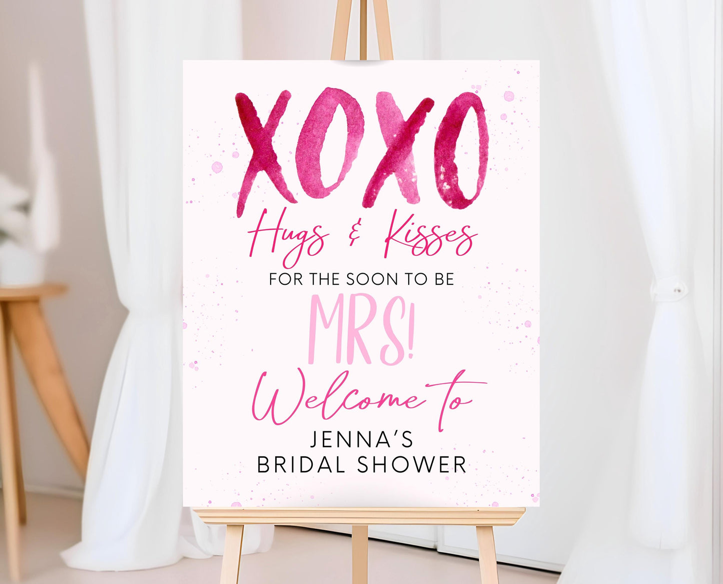 Editable Valentine Bridal Shower Welcome Sign, Showered With Love Bridal Wedding Shower Sign, Hearts Pink Red, Instant Download, VDC06