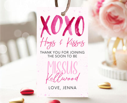 Editable Valentine Bridal Shower Favor Tag, Showered With Love Bridal Wedding Shower Favors, Hearts Pink Red Tag, Instant Download, VDC06